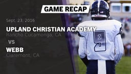 Recap: Upland Christian Academy  vs. Webb  2016