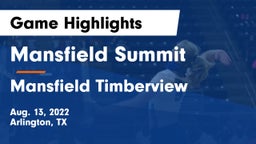 Mansfield Summit  vs Mansfield Timberview  Game Highlights - Aug. 13, 2022