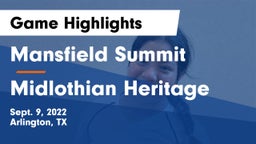 Mansfield Summit  vs Midlothian Heritage  Game Highlights - Sept. 9, 2022