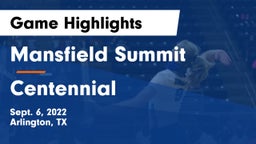 Mansfield Summit  vs Centennial  Game Highlights - Sept. 6, 2022