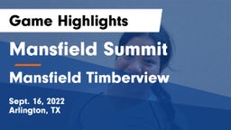 Mansfield Summit  vs Mansfield Timberview  Game Highlights - Sept. 16, 2022