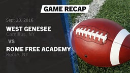 Recap: West Genesee  vs. Rome Free Academy  2016