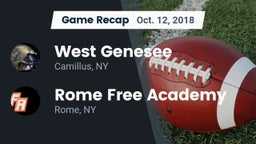 Recap: West Genesee  vs. Rome Free Academy  2018