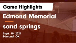 Edmond Memorial  vs sand springs  Game Highlights - Sept. 10, 2021