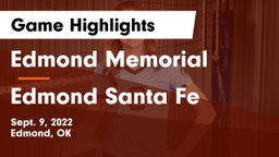 Edmond Memorial  vs Edmond Santa Fe Game Highlights - Sept. 9, 2022