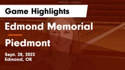 Edmond Memorial  vs Piedmont  Game Highlights - Sept. 28, 2023