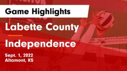Labette County  vs Independence  Game Highlights - Sept. 1, 2022