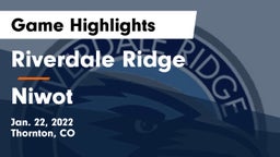 Riverdale Ridge  vs Niwot  Game Highlights - Jan. 22, 2022