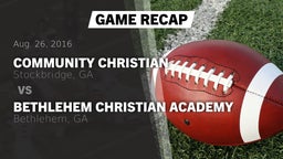 Recap: Community Christian  vs. Bethlehem Christian Academy  2016
