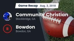 Recap: Community Christian  vs. Bowdon  2018