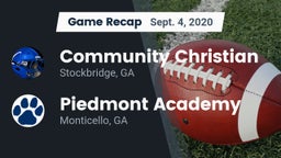 Recap: Community Christian  vs. Piedmont Academy  2020