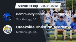 Recap: Community Christian  - Stockbridge vs. Creekside Christian Academy 2022