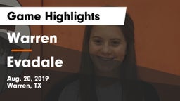 Warren  vs Evadale Game Highlights - Aug. 20, 2019