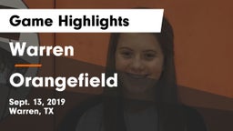 Warren  vs Orangefield Game Highlights - Sept. 13, 2019