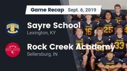 Recap: Sayre School vs. Rock Creek Academy  2019