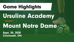 Ursuline Academy vs Mount Notre Dame  Game Highlights - Sept. 30, 2020