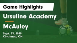 Ursuline Academy vs McAuley  Game Highlights - Sept. 23, 2020