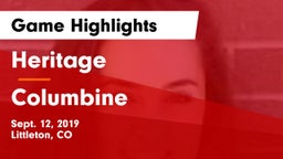 Heritage  vs Columbine  Game Highlights - Sept. 12, 2019