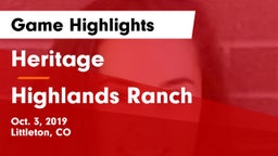 Heritage  vs Highlands Ranch  Game Highlights - Oct. 3, 2019