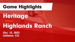 Heritage  vs Highlands Ranch  Game Highlights - Oct. 13, 2022