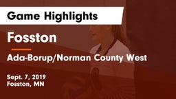 Fosston  vs Ada-Borup/Norman County West Game Highlights - Sept. 7, 2019