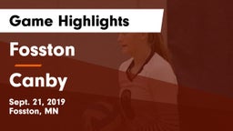 Fosston  vs Canby  Game Highlights - Sept. 21, 2019