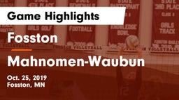 Fosston  vs Mahnomen-Waubun  Game Highlights - Oct. 25, 2019