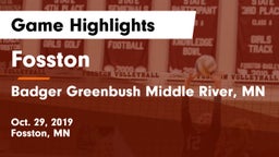 Fosston  vs Badger Greenbush Middle River, MN Game Highlights - Oct. 29, 2019