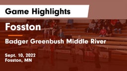 Fosston  vs Badger Greenbush Middle River Game Highlights - Sept. 10, 2022