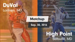 Matchup: DuVal vs. High Point  2016