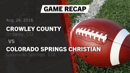 Recap: Crowley County  vs. Colorado Springs Christian  2016
