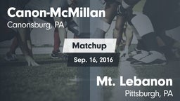 Matchup: Canon-McMillan vs. Mt. Lebanon  2016