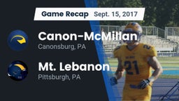Recap: Canon-McMillan  vs. Mt. Lebanon  2017