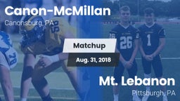 Matchup: Canon-McMillan vs. Mt. Lebanon  2018