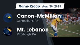 Recap: Canon-McMillan  vs. Mt. Lebanon  2019