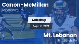 Matchup: Canon-McMillan vs. Mt. Lebanon  2020