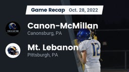 Recap: Canon-McMillan  vs. Mt. Lebanon  2022