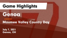 Genoa  vs Maumee Valley Country Day  Game Highlights - July 7, 2021