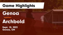 Genoa  vs Archbold  Game Highlights - Sept. 10, 2022