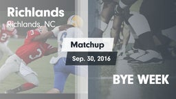 Matchup: Richlands vs. BYE WEEK 2016