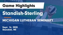 Standish-Sterling  vs MICHIGAN LUTHERAN SEMINARY Game Highlights - Sept. 16, 2020