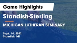 Standish-Sterling  vs MICHIGAN LUTHERAN SEMINARY Game Highlights - Sept. 14, 2022