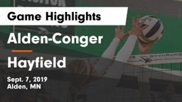 Alden-Conger  vs Hayfield  Game Highlights - Sept. 7, 2019