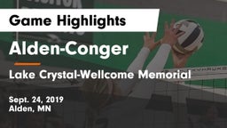 Alden-Conger  vs Lake Crystal-Wellcome Memorial  Game Highlights - Sept. 24, 2019