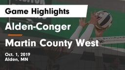 Alden-Conger  vs Martin County West  Game Highlights - Oct. 1, 2019