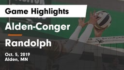 Alden-Conger  vs Randolph  Game Highlights - Oct. 5, 2019