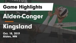 Alden-Conger  vs Kingsland  Game Highlights - Oct. 18, 2019