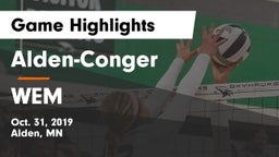 Alden-Conger  vs WEM Game Highlights - Oct. 31, 2019