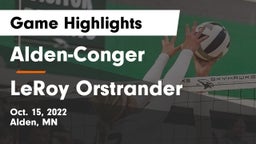 Alden-Conger  vs LeRoy Orstrander Game Highlights - Oct. 15, 2022