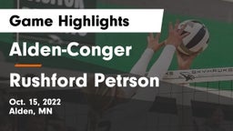 Alden-Conger  vs Rushford Petrson  Game Highlights - Oct. 15, 2022